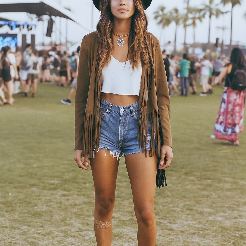 TULAROSA Cade Fringe Faux Suede Leather Jacket